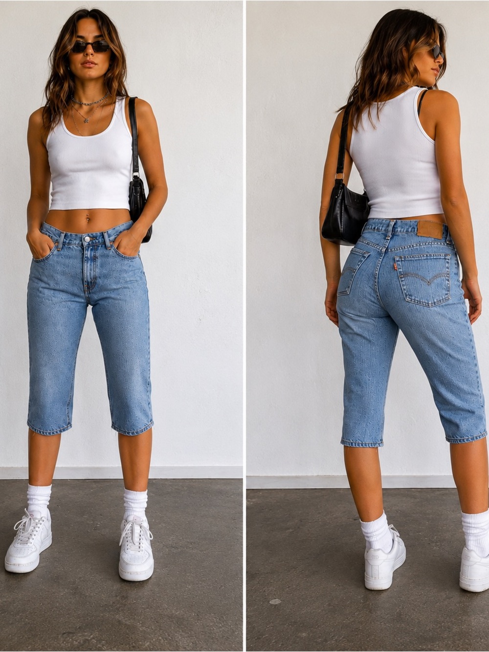 Levi’s Orange Tab 550 Capri Jeans Y2K Light Wash Denim Streetwear Skater 28x21